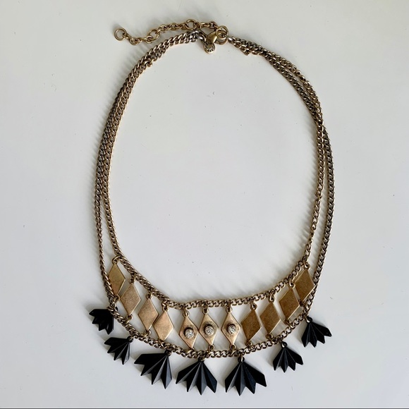 J. Crew Jewelry - J.Crew Gold Black Collar Necklace Statement Chunky Glam Homecoming Prom Evening